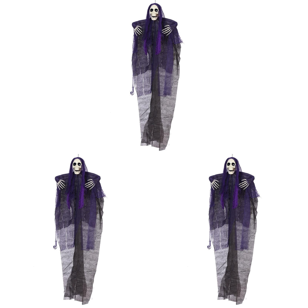 Haunt & Co Large Hanging Ghost Skeleton Halloween Decor, 3 Pack Cloth Ghost Yard Ornament for Outside Lawn Patio Garden, Spooky Haunted House Prop for Indoor Outdoor Party, 39.37x23.62 Inch