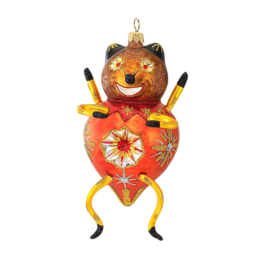 Haunt & Co Larry Fraga Designs Orange Bug - 1 Ornament 7 Inch, Glass - Halloween Ornament Bug Bear