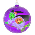 Haunt & Co Laved Italian Ornaments FLYING GREEN WITCH BALL Halloween Pumpkin Broom 936326