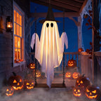 Haunt & Co Outdoor, Hanging Swing Ghosts with Lights Halloween Spooky Cute Ghosts Decor for Outside Home Front Porch Yard Lawn Tree