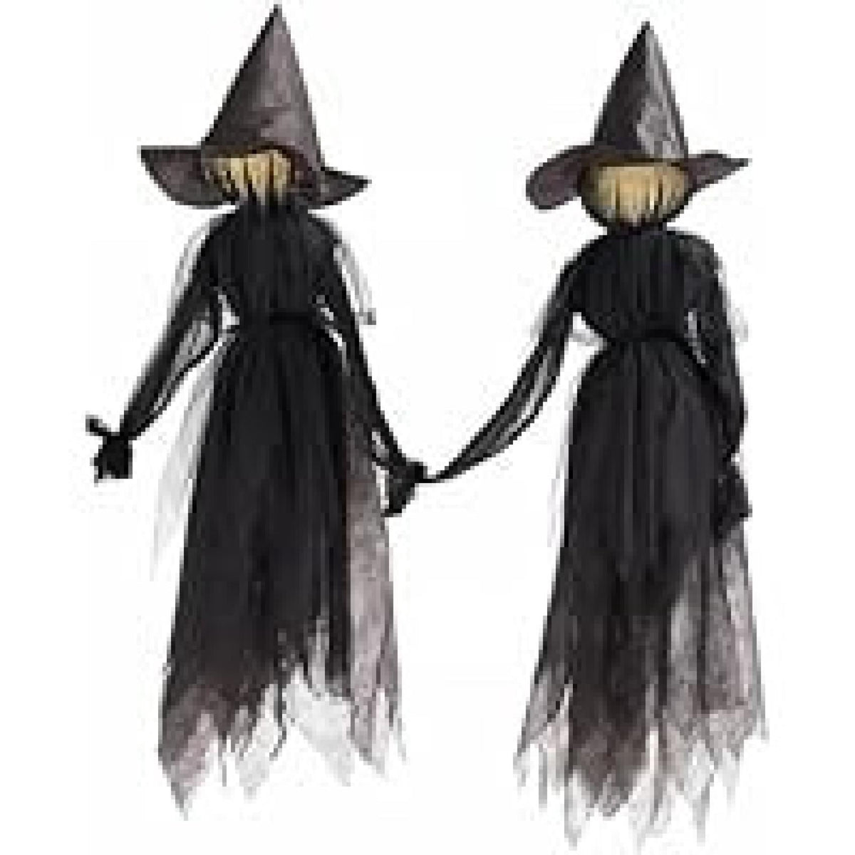 Haunt & Co Life-Size Light-Up Screaming Witches - Outdoor LED Animated Witch with 7 Color Changing Lights & Sound Activation, Scary Yard Decoration