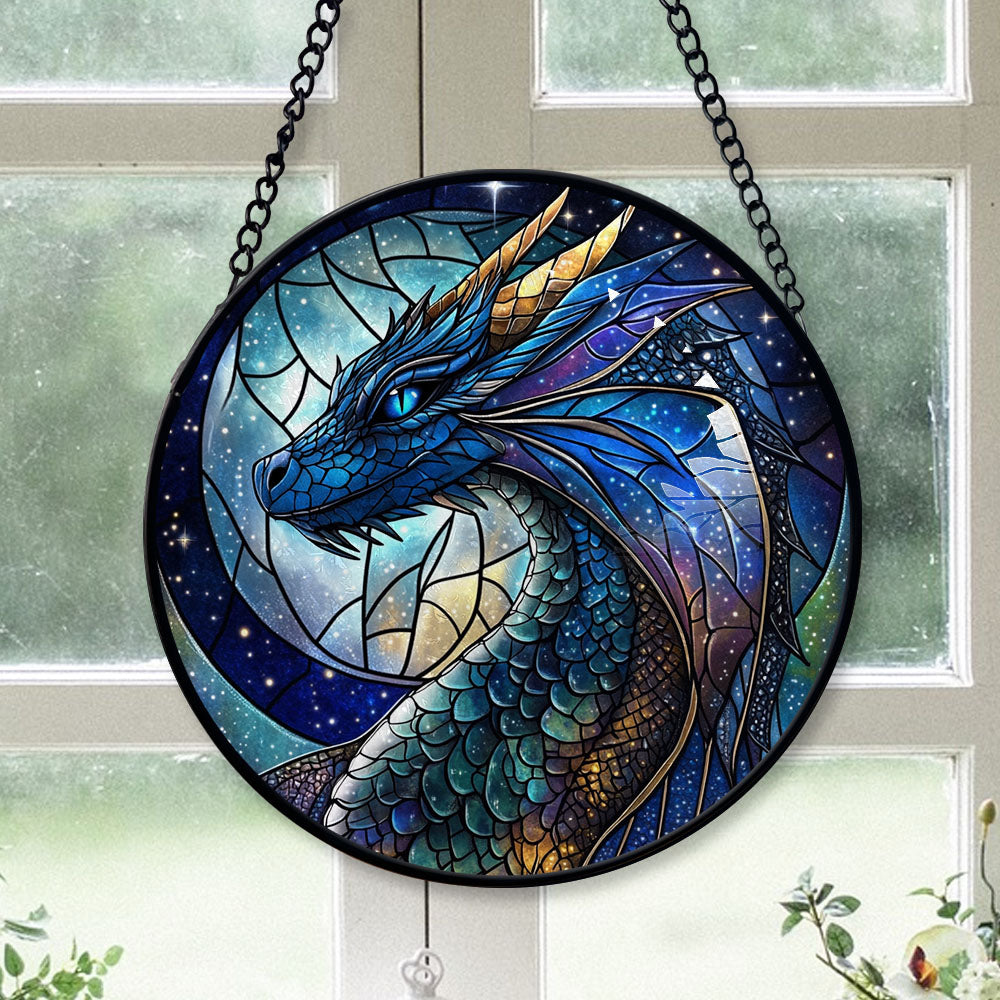 Haunt & Co Luxury Christmas Gift - Celestial Dragon Hanging Halloween Fall Stained Glass Hanging Ornament - Candy Cane Stripe Christmas Tree Decor, Holiday Gift for Mom, Dad, Friends, Family
