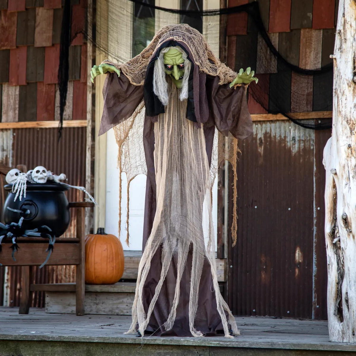 Haunt & Co 43 1/4" x 4 Ft. 9" Light-Up Hunchback Witch Standing