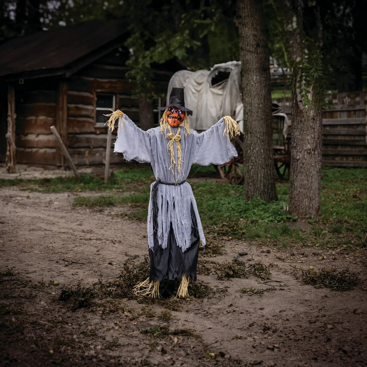 Haunt & Co 5 Ft. 8" Animated Head Turning Pumpkin Scarecrow