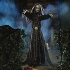 Haunt & Co 5 Ft. 6 Standing Animated Bride with Black Dress - One Size