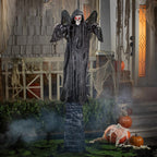 Haunt & Co 6 Ft. 2 3/4" Skeletal Reaper with Wings Animated Prop Standing