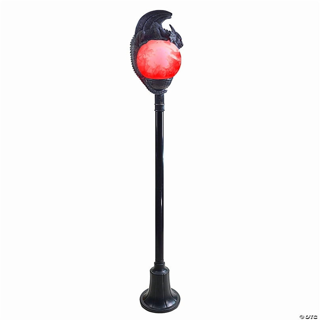 Haunt & Co TT59073 6 ft. Light-Up Flaming Dragon Lamp Post with Sound