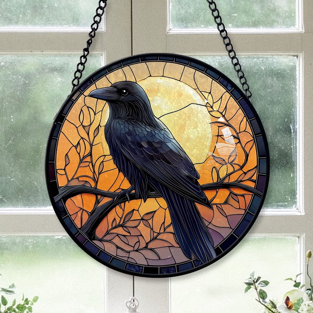 Haunt & Co Neighbor Christmas Gift - Halloween Raven Christmas Stained Glass Hanging Ornament - Heirloom Holiday Tree Decor, Xmas Gift for Family & Friends, Keepsake 2025