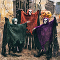Haunt & Co Nifti Nest Halloween Skeleton, 3 Pcs Ghost Decorations, Halloween Props, Black,Green,Red