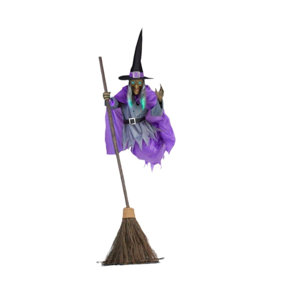 Haunt & Co EWSFHUI Flying Witch on Broom,5.9Ft Large Flying Hover Witch Sound & Touch Activated Sensor Suitable