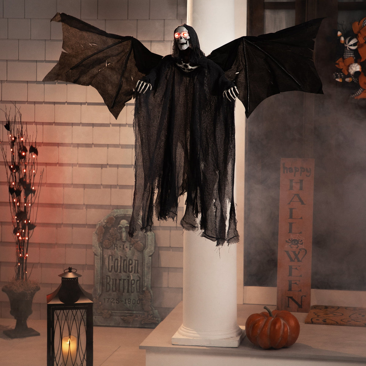 Haunt & Co LED Lighted Animated Winged Grim Reaper - 50"
