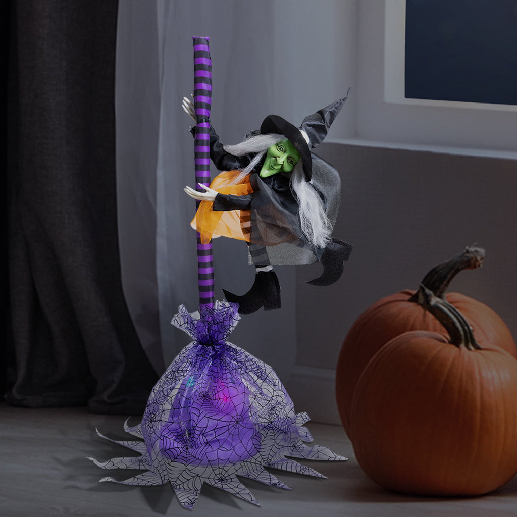 Haunt & Co Animated Flying Witch with Broom - 25"
