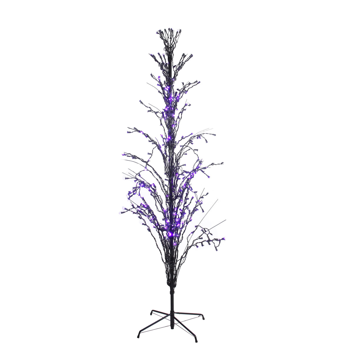 Haunt & Co Pre-Lit Cascade Outdoor Halloween Twig Tree - 6' - Purple Lights