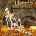 Haunt & Co OZMI Halloween Skeleton Decoration for Haunted House, 38 Inch Full Body Plastic Skull Skeleton with Posable Joints