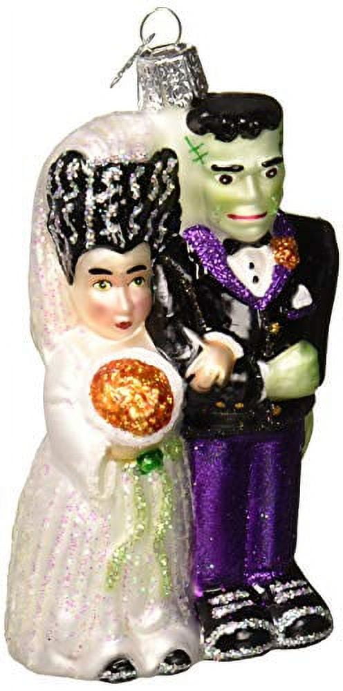 Haunt & Co Halloween Decorations Glass Blown Ornaments for Christmas Tree Frankenstein and Bride