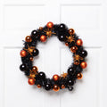Haunt & Co Northlight Spiders and Ornaments Small Tinsel Halloween Wreath - 18" - Orange and Black - Unlit