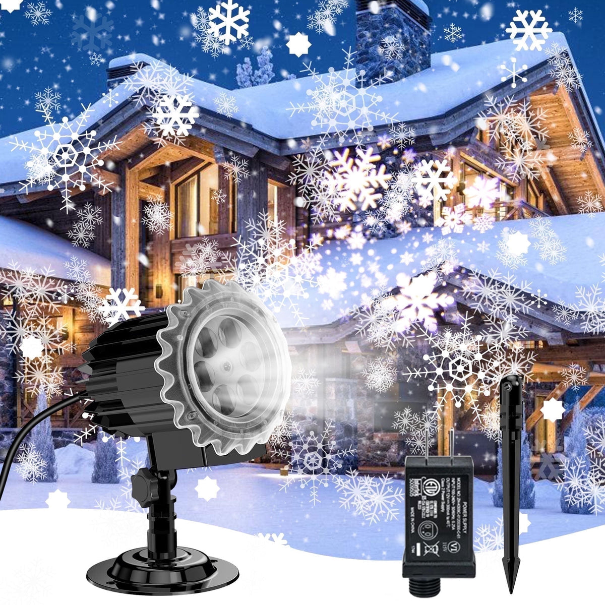 Haunt & Co Outdoor high brightness snowflake projection light, holiday decoration ambient light, Christmas Halloween laser light, light show, waterproof function, indoor home, Christmas, wedding Mother's Day