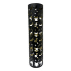 Haunt & Co Pillar Lantern Black Halloween Décor with LED Cat/Ghost Cutouts, 2.7-Ft