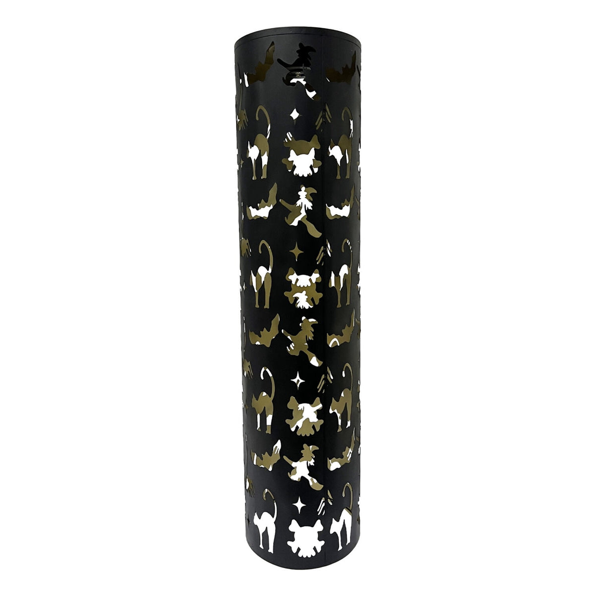 Haunt & Co Pillar Lantern Black Halloween Décor with LED Cat/Ghost Cutouts, 2.7-Ft