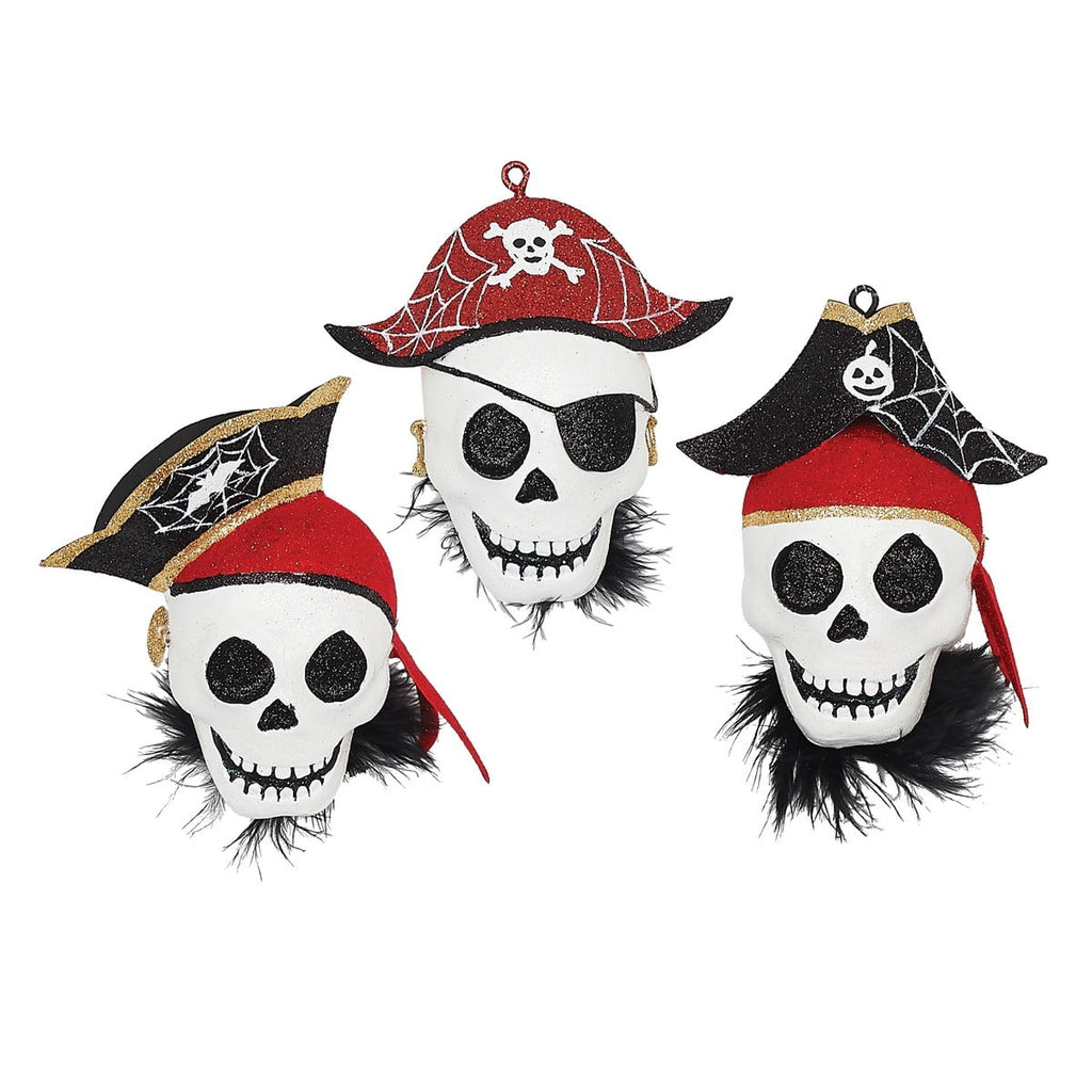Haunt & Co 3-Piece Pirate Cove Skull Head Halloween Ornament