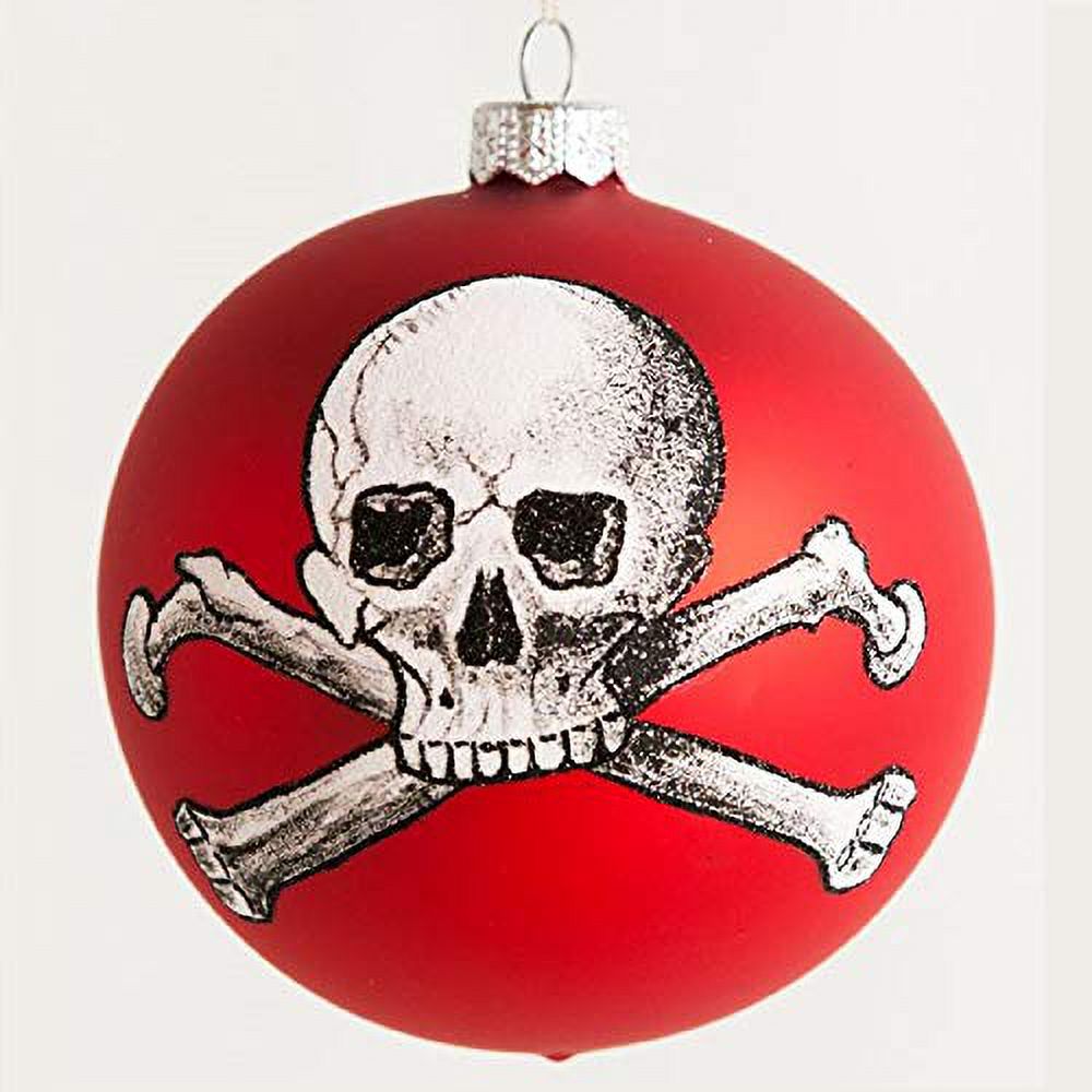 Haunt & Co Poison Skull and Crossbones Red Polish Glass Ball Halloween Ornament Made Poland by Thomas Glenn