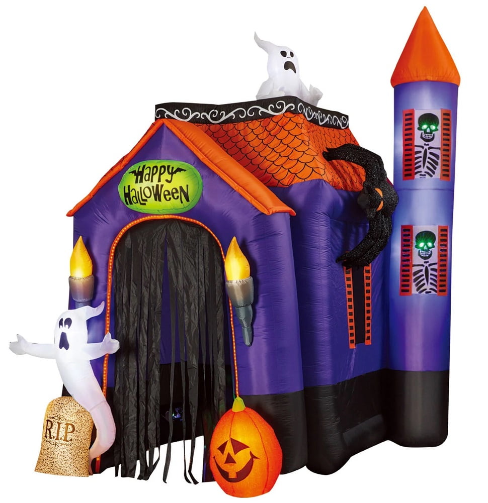 Haunt & Co Pre-Lit 12FT Halloween Airblown Inflatable Haunted House Archway Tunnel
