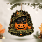Haunt & Co Pumpkin Patch Cat Acrylic Halloween Hanging Ornament