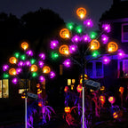 Haunt & Co 2 packs 40 LED Solar Halloween Lights, 2 Modes Halloween Bats Spiders Pumpkin Lights