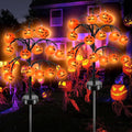 Haunt & Co 2 packs 40 LEDs Solar Halloween Pumpkin Stake Lights, 2 Modes Outdoor Waterproof , Solar Halloween Lights Stakes