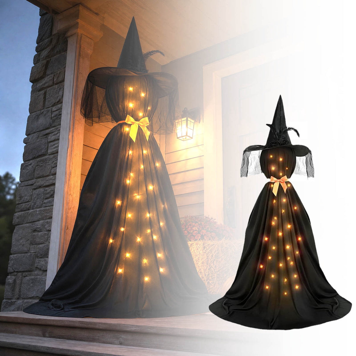 Haunt & Co Qwtwty Glowing Halloween Ghost Decoration with LED Lights, Large Witch Ghosts Halloween Ornaments for Front Yard Patio Garden Party Decor Indoor Outdoor