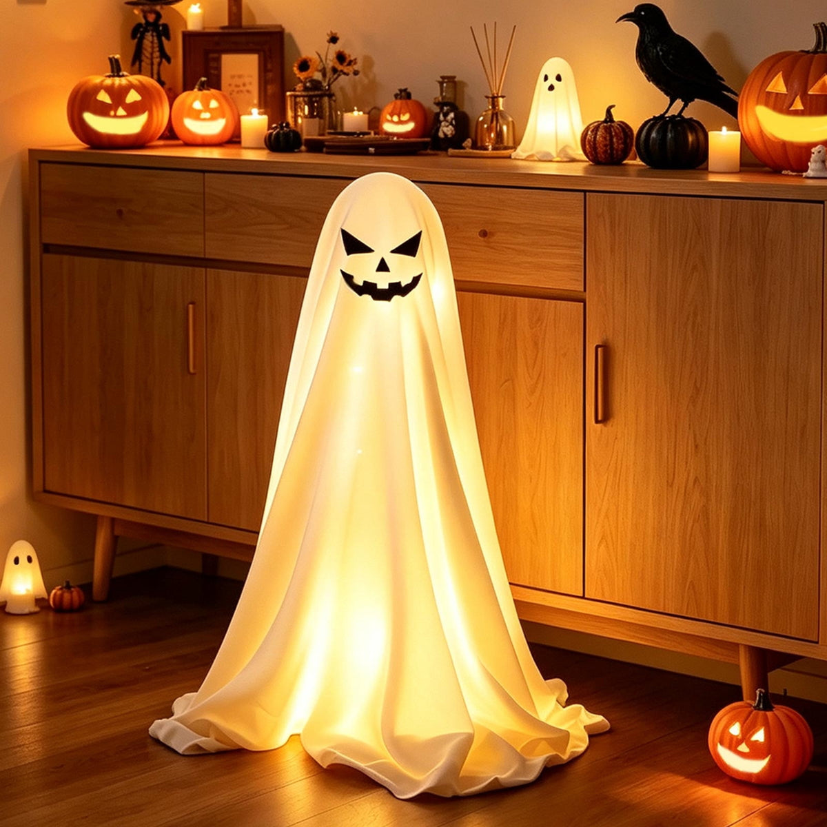 Haunt & Co Qwtwty Glowing Halloween Ghost Decoration with LED Lights, Large Witch Ghosts Halloween Ornaments for Front Yard Patio Garden Party Decor Indoor Outdoor