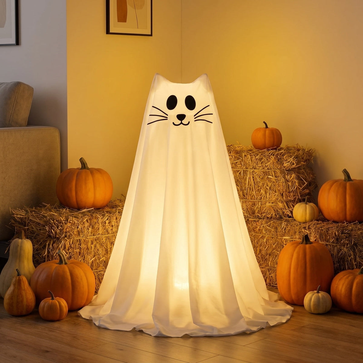 Haunt & Co Qwtwty Glowing Halloween Ghost Decoration with LED Lights, Large Witch Ghosts Halloween Ornaments for Front Yard Patio Garden Party Decor Indoor Outdoor