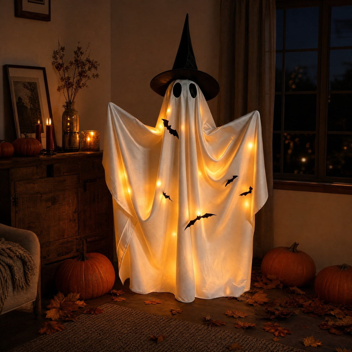 Haunt & Co Qwtwty Glowing Halloween Ghost Decoration with LED Lights, Large Witch Ghosts Halloween Ornaments for Front Yard Patio Garden Party Decor Indoor Outdoor