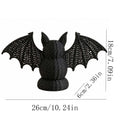 Haunt & Co SHJHENG Woven Bat Figurine â?? Black Rattan Style Halloween Decoration, Spooky Desktop Ornament for Home, Mantel, and Party Display, 7.09 Inch Tall
