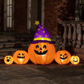Haunt & Co SPECSTAR 6ft Long Halloween Inflatable LED Lighted Pumpkin Family Blow up Outdoor Lawn Yard Decoration
