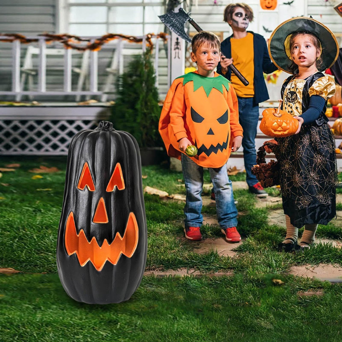 Haunt & Co SUYOLL Halloween Decorations LED Pumpkin Light Up Desktop Ornament For Indoor Outdoor Party Decoration Glowing Figurine