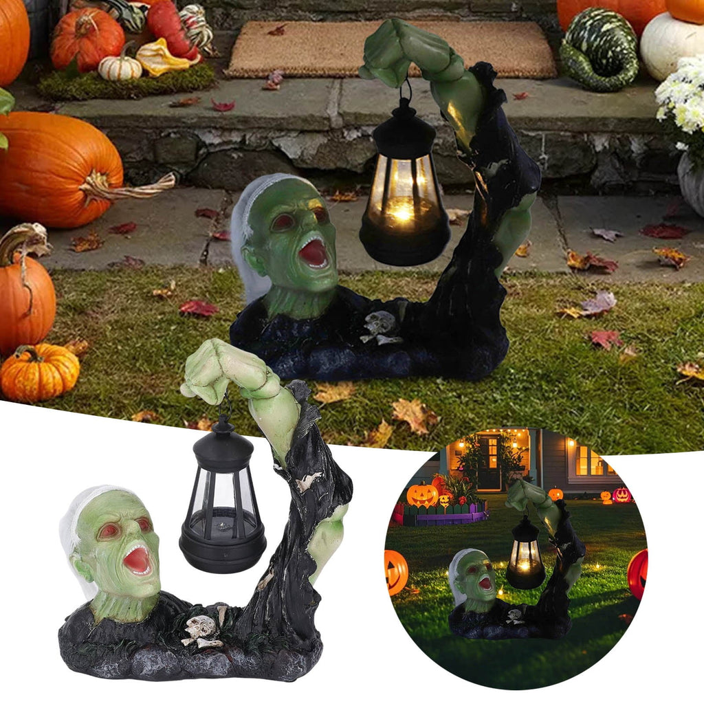 Haunt & Co SUYOLL Halloween Solar Powered Resin Desktop Ornament Decorative Light For Home Party Figurine