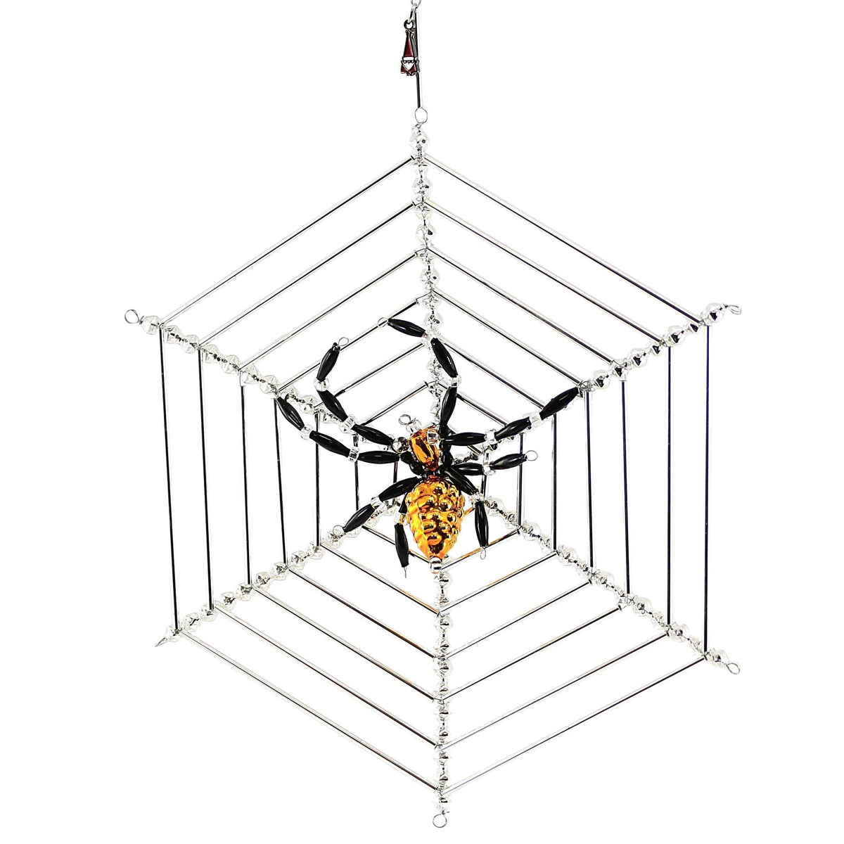 Haunt & Co Santa Land 8.00In Halloween Spider Web, Glass, Ornament Beaded Czech Luck 21R1000