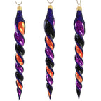 Haunt & Co Sbk Gifts Holiday Orange Black Purple Twist Set/3 Halloween Ornament Retro