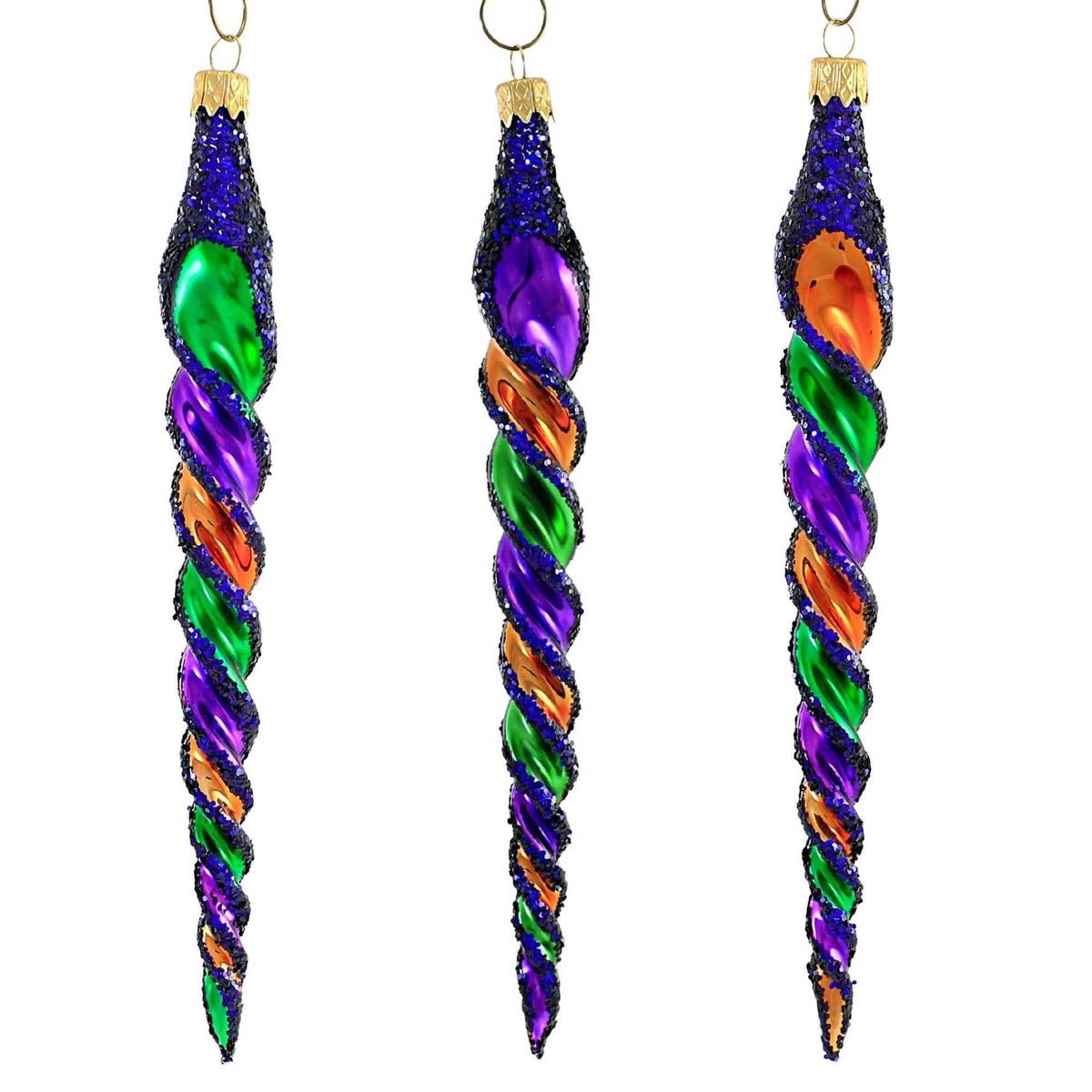 Haunt & Co Sbk Gifts Holiday Purple Orange Green Twist Set/3 Halloween Ornament Retro