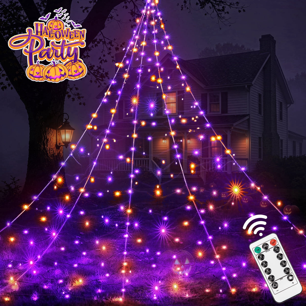 Haunt & Co Scidweet Outdoor, 500 LED Halloween Giant Spider Web Lights