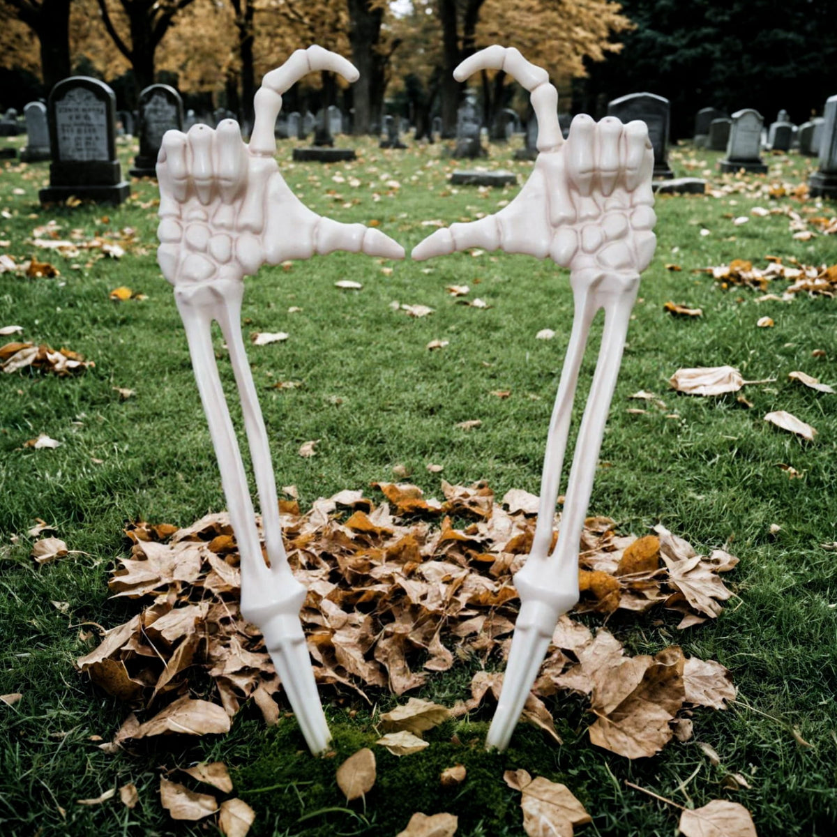 Haunt & Co Halloween Skeleton Stakes Decorations, Love Pose 2 Piece Hands Arms with Lawn Stakes