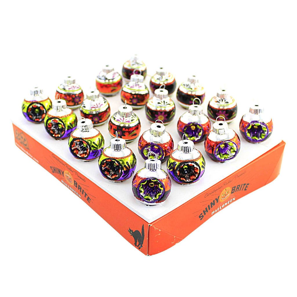 Haunt & Co Shiny Brite 1.25" Rounds & Reflectors Ornament Halloween Decorated 4028049