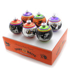 Haunt & Co Shiny Brite 3.25 Halloween Flocked Rounds Ornament Signature Cats Witch 4026976