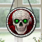 Haunt & Co Small Business Christmas Gift - Halloween Vampire Skeletons Spooky Christmas Stained Glass Hanging Ornament - Sparkling Holiday Tree Decoration, Xmas Gift for Friends & Family, 2025 Keepsake