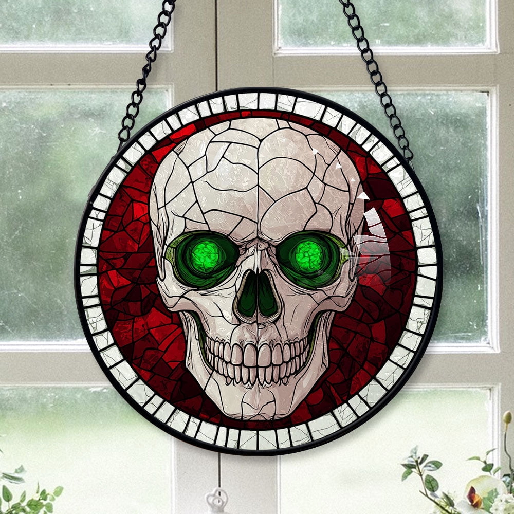 Haunt & Co Small Business Christmas Gift - Halloween Vampire Skeletons Spooky Christmas Stained Glass Hanging Ornament - Sparkling Holiday Tree Decoration, Xmas Gift for Friends & Family, 2025 Keepsake