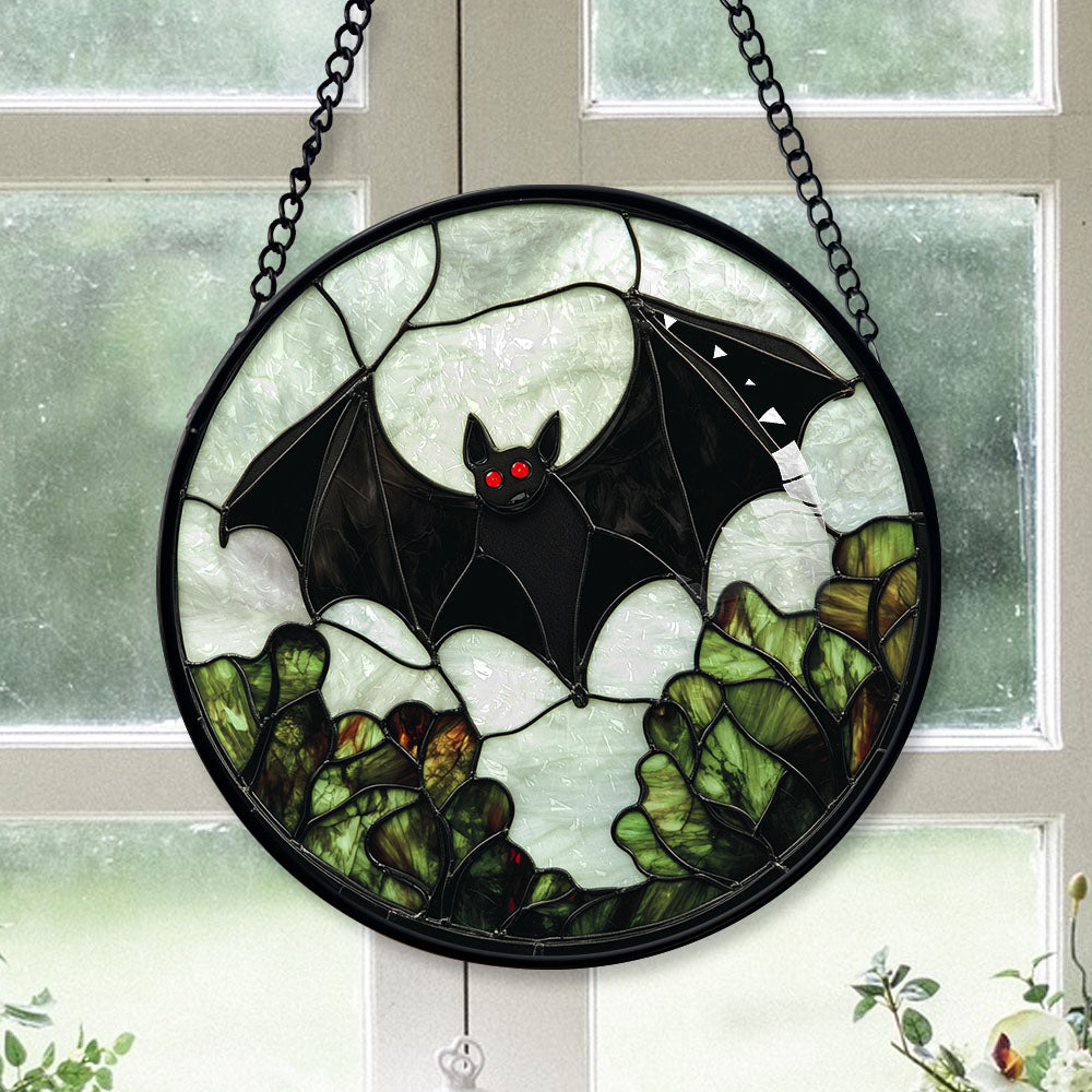 Haunt & Co Small Christmas Gift - Halloween Bat Stained Glass Hanging Ornament - Merry Christmas Tree Decor, Thoughtful Holiday Gift for Mom, Dad, Friends, Family