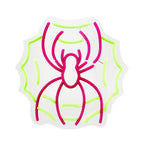 Haunt & Co Spider with Web Pink & Green Halloween Décor with Neon LED Lights, 0.9-Ft