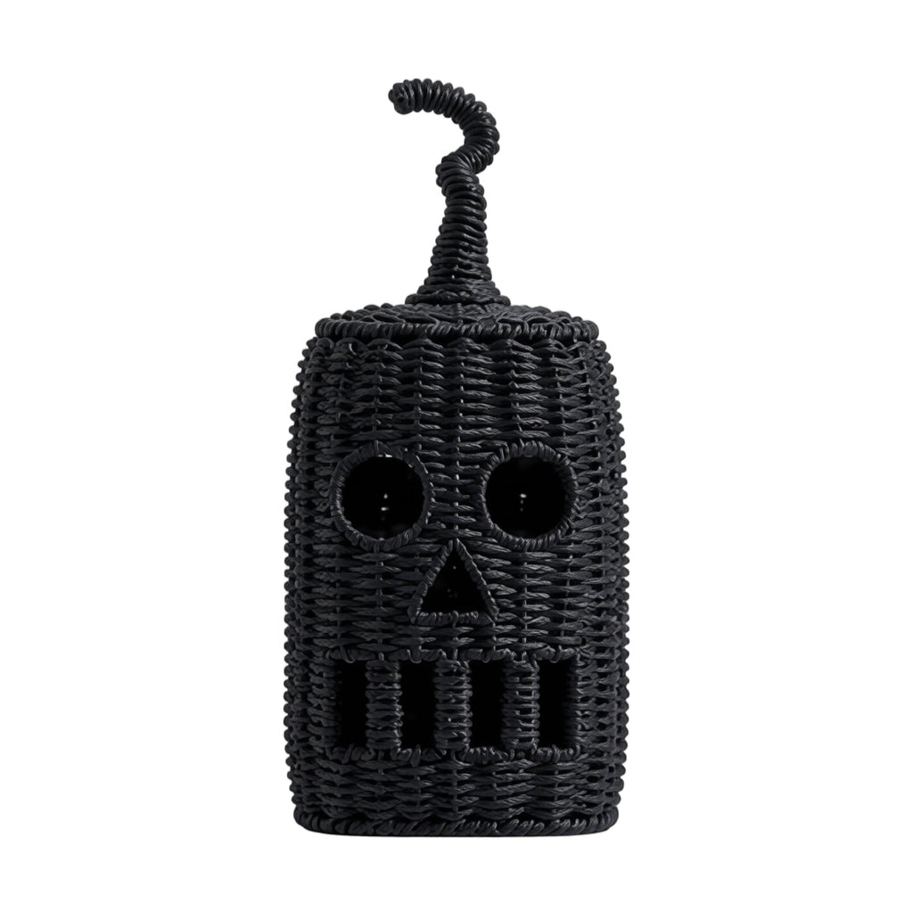 Haunt & Co THOPBPRK 2026 Black Halloween Woven Pumpkin Jack-O'-Lantern, Pumpkin, USE LED Candle, Rattan Fall for Home, 1Pack 11.8 Inch A