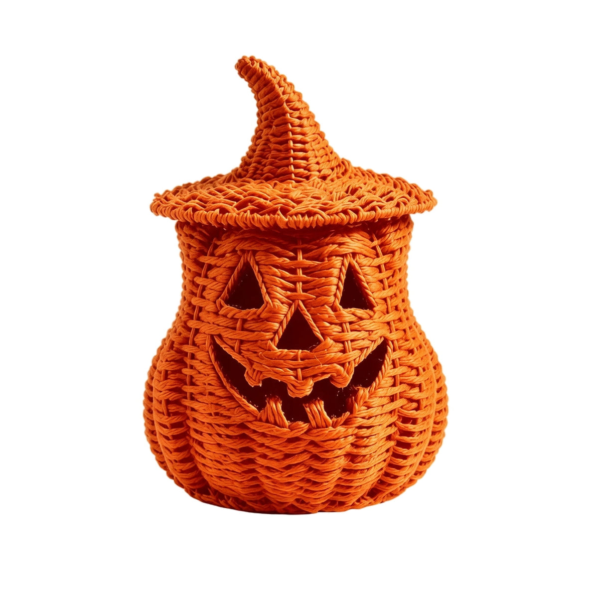 Haunt & Co THOPBPRK 2026 Black Halloween Woven Pumpkin Jack-O'-Lantern, Pumpkin, USE LED Candle, Rattan Fall for Home, 1Pack 11.8 Inch A